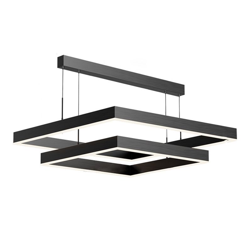 Square Shape Chandelier Lights Modern Metal Chandelier Lighting Fixtures in Black