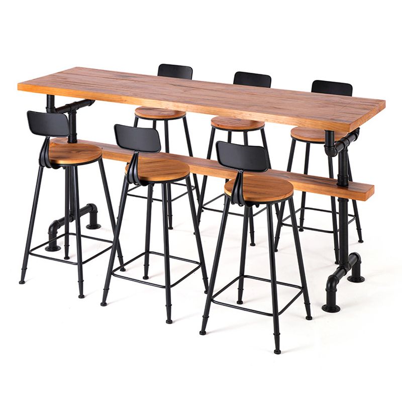 Rectangle Bar Dining Table Wood Contemporary Bar Table with Trestle Base