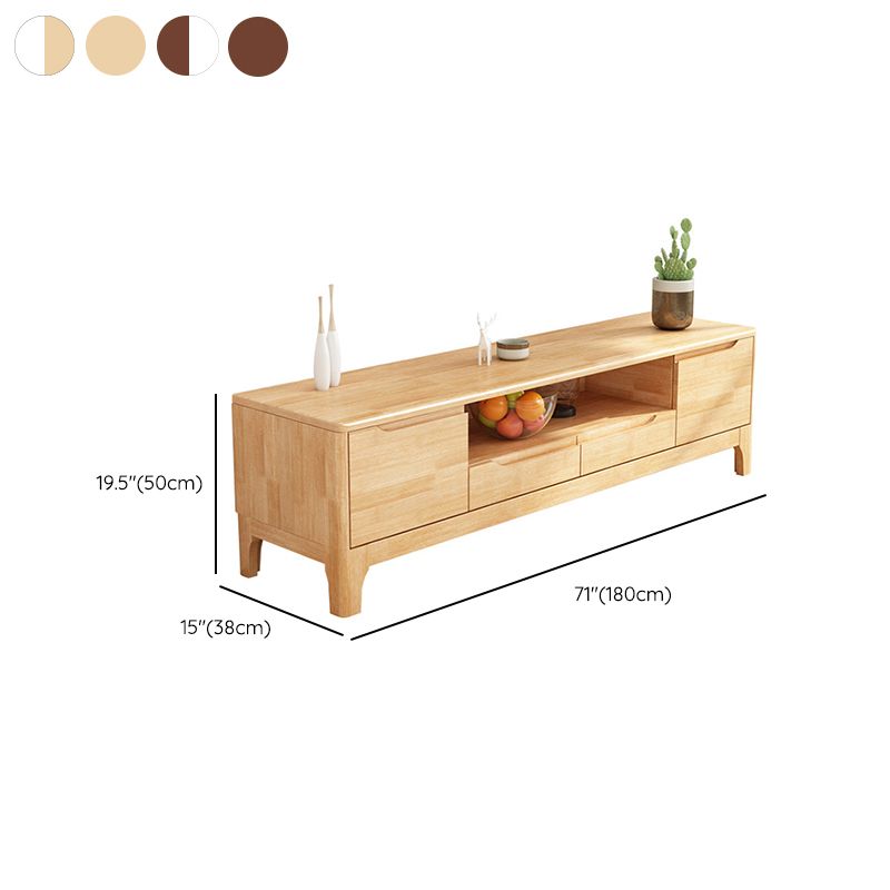 Contemporary Wood TV Console Open Storage TV Stand for Living Room