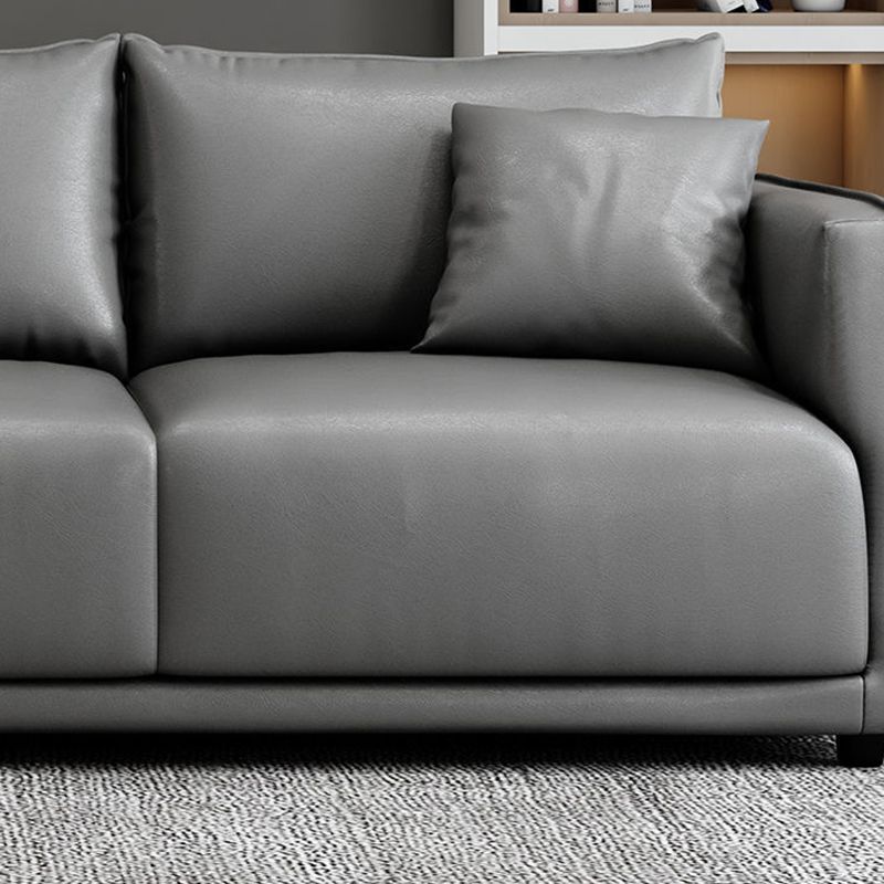 Modern 3-seater Sofa Three Pillows Back Couch with Square Arms for Apartment