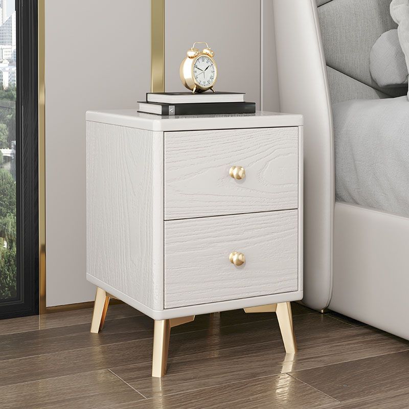 Glam Accent Table Nightstand Antique Finish Bed Nightstand with Legs