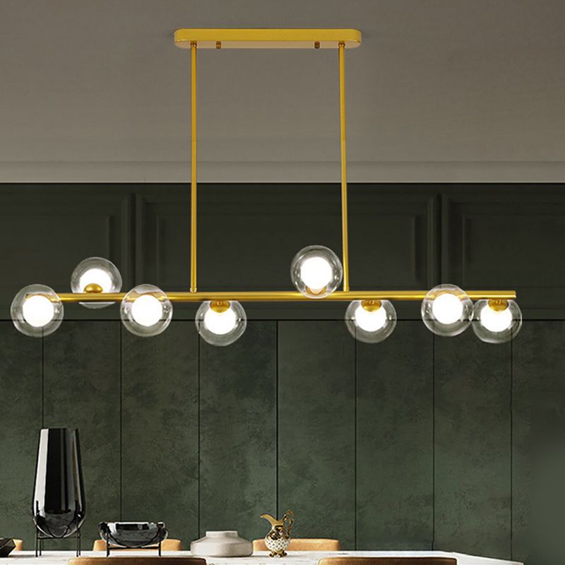 Contemporary 8/10-Light Black/Golden Kitchen Island Lighting LED Island Pendant Lighting