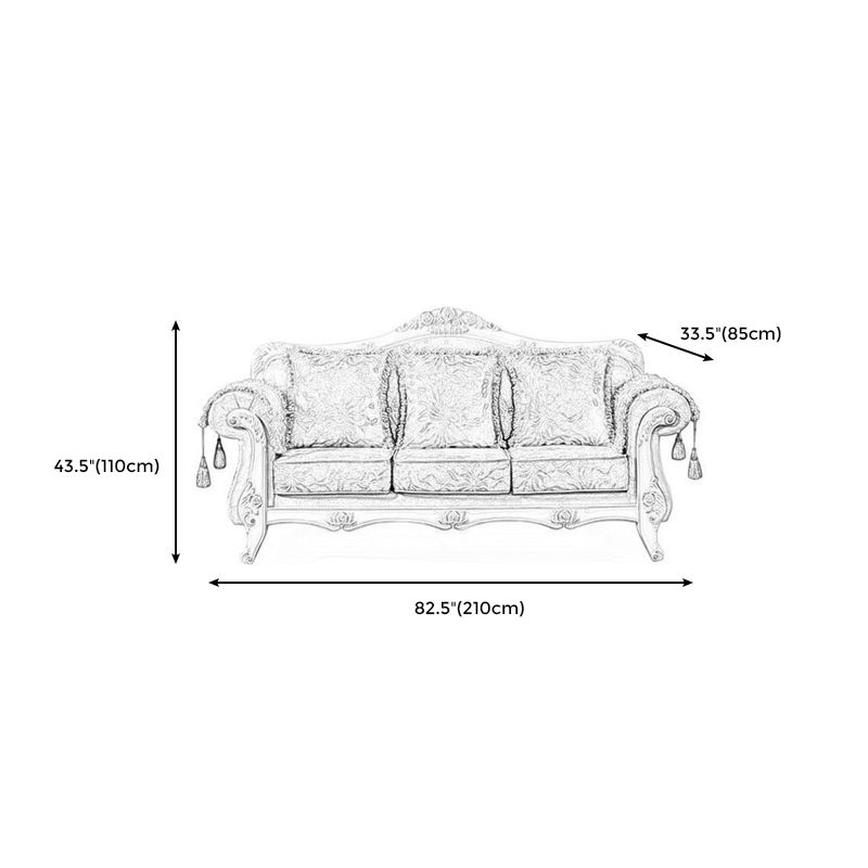 Traditional 3-seater Rolled Arm Sofa Velvet Tufted Back Couch for Living Room