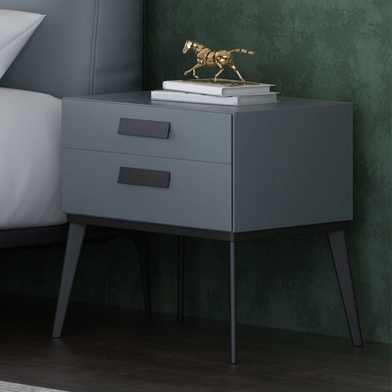 Wooden and Leather Bedside Cabinet Modern Minimalist Bedside Table with Drawers