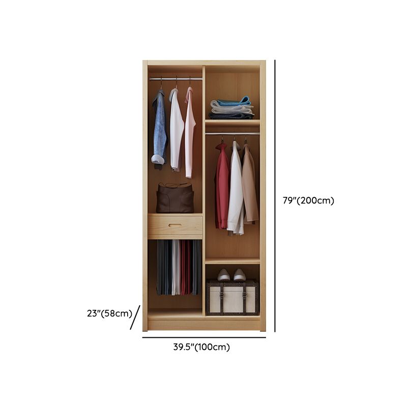 Urban Coat Locker in Brown Wooden High Gloss 1-Drawer Kid's Wardrobe