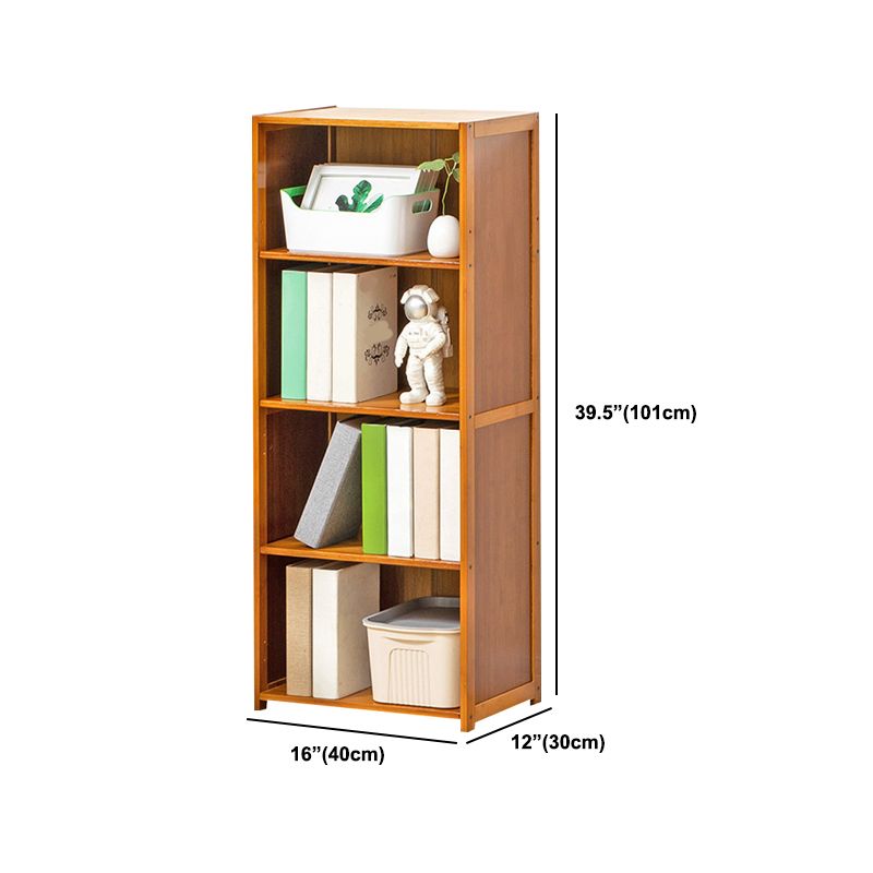 Contemporary Bamboo Book Shelf Closed Back Brown Shelf Bookcase for Home