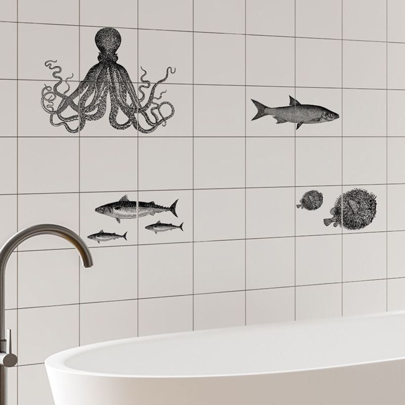 Aquatic Creatures Wallpaper Panels Kids Pick Up Sticks Kitchen Wall Art, 8' x 8"