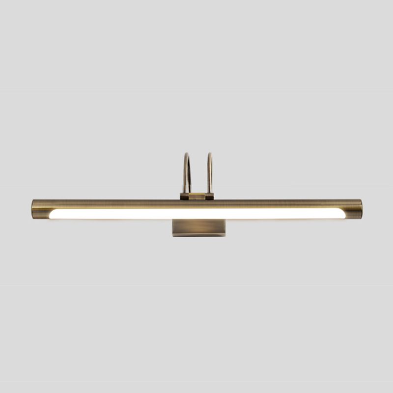 Metal Linear Shape Mirror Wall Lighting Modern 1 Light Mirror Wall Mount Fixture in Nickel