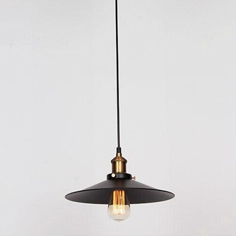 1 leichte Untertasse Anhängerlampe Vintage Industrial Black Metall Warehueh Hanging Lampe