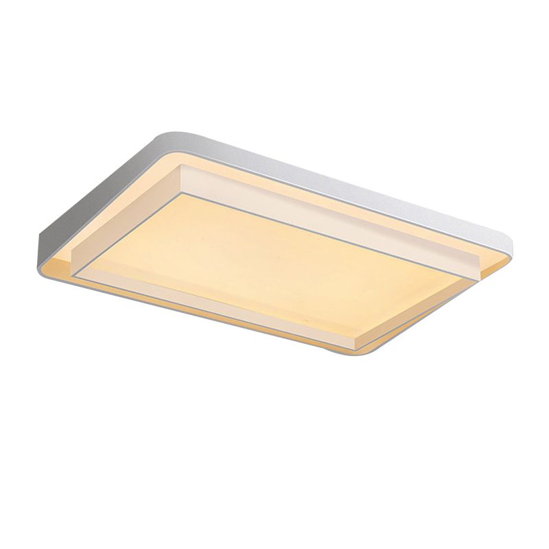 Geometric Flush Mount Fixture Modern Metal Flush Light in White