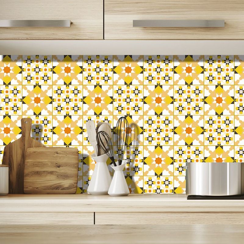 Boho Trellis Sunflower Wallpapers Yellow Self Sticking Wall Art for Bathroom (36 Pcs)