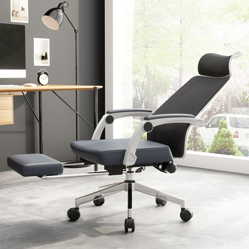 Modern Swivel Office Chair Padded Arms Mesh Back with Headrest  Chair