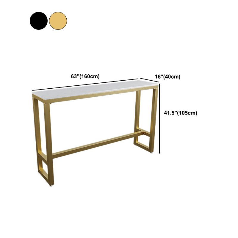 Stone Bar Dining Table Glam Rectangle Bar Table with Trestle for Living Room Balcony