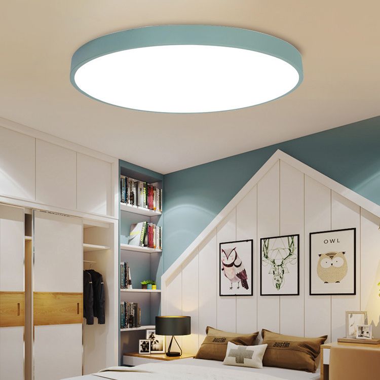 Round Shade Metal Flush Mount Llight Nordic Macarons Style 1 Head Flush Mount