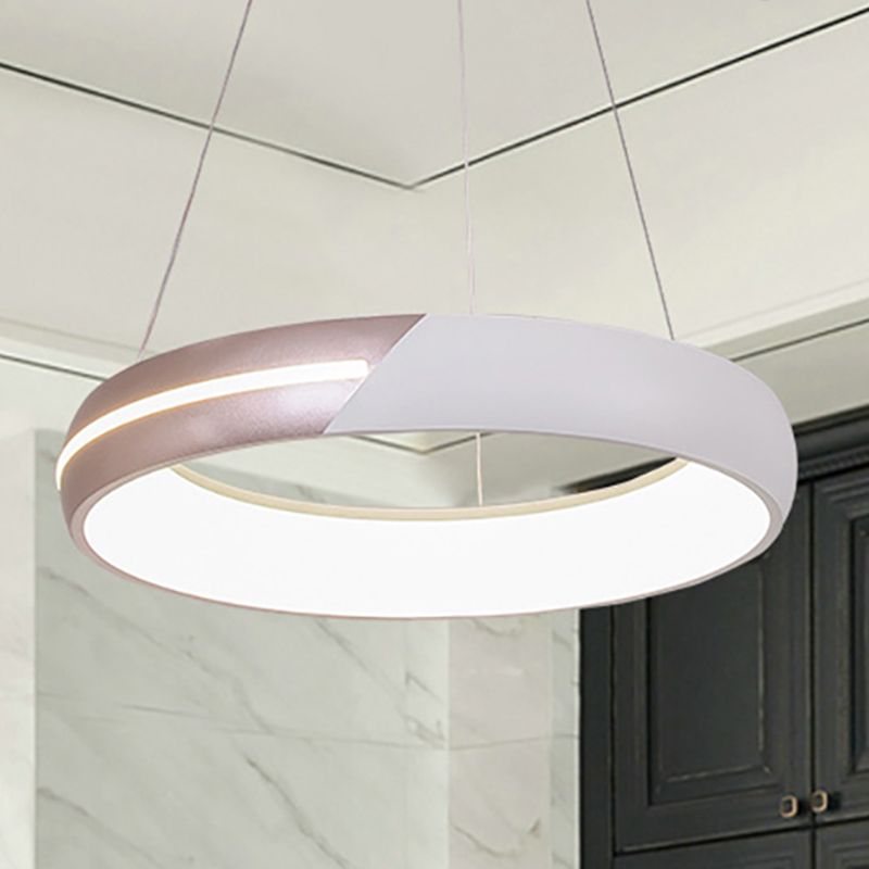 Suspension de bague en or rose Lumière LED moderne LED Métalage suspendu pour salle à manger, 18 "/ 19" /21,5 "/ 30" de large