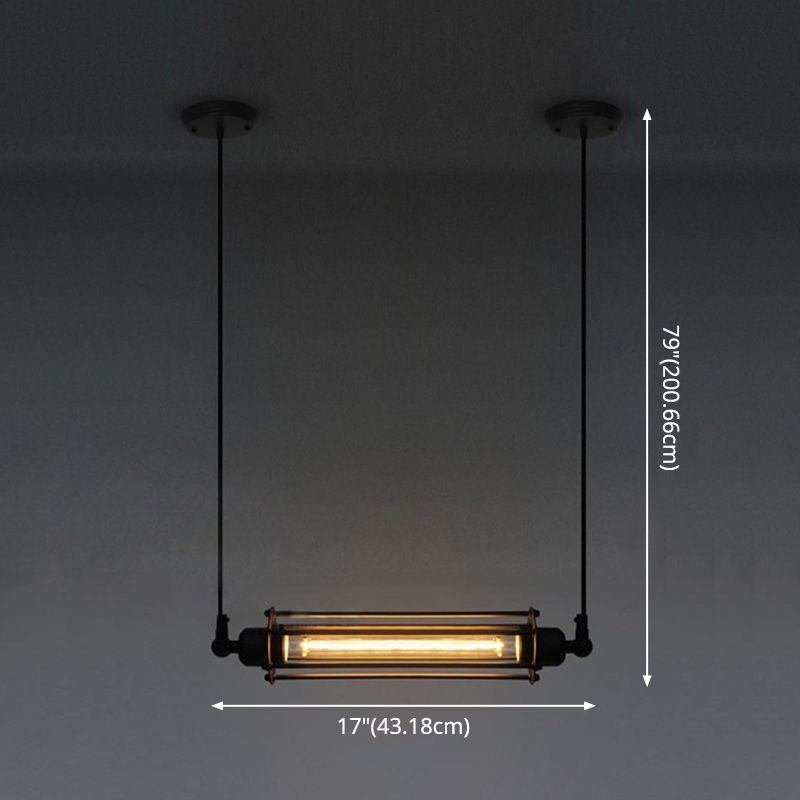 Apparecchiatura cilindrica 1-bulba Sofiling a soffitto industriale Black Iron Gage Pendant Light for Bar