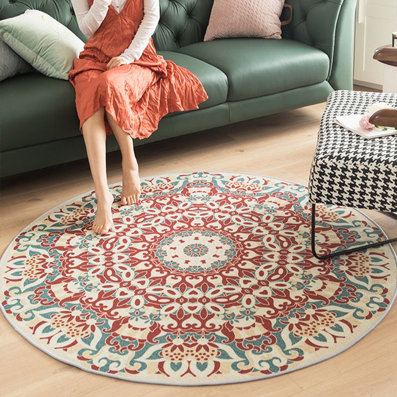 Moroccan Home Decor Rug Multi Colored Flower Indoor Rug Synthetics Anti-Slip Backing Washable Carpet