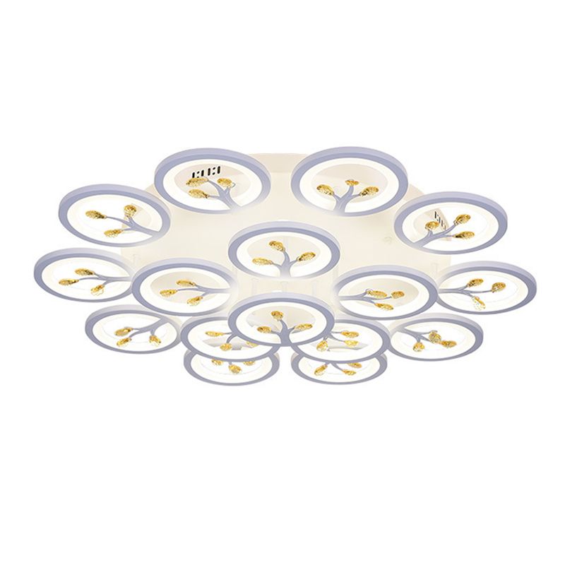 Kristal boomvormige plafondlamp Minimalistische witte LED semi -spoellicht voor woonkamer