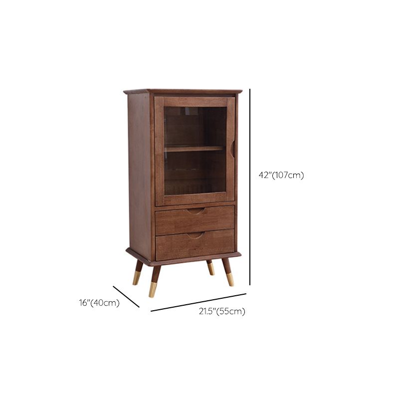 1 - Door and 2 - Drawer Storage Cabinet Wood 15.7" D Chest with Glass Door