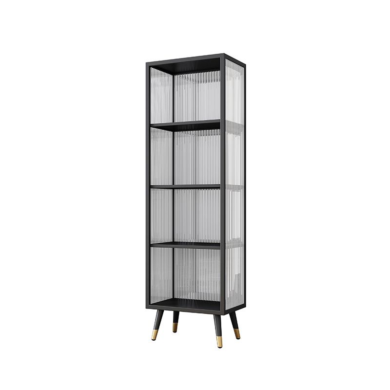 Black and White Dining Server Contemporary Metal Cabinets and Open Storage Server