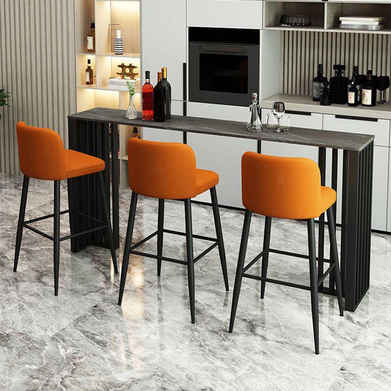 Contemporary Bar Table Stone Top Black double Pedestal Bar Table