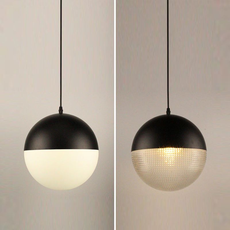 Spherical Shape Hanging Light Modern Style Glass 1 Light Hanging Lamp for Bedside