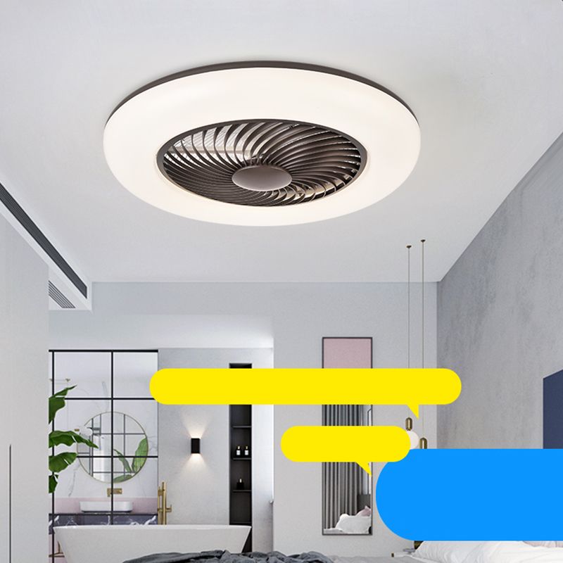 Remote Control Round Bedroom Fan Lamp Acrylic Nordic Style LED Semi Flush Ceiling Light