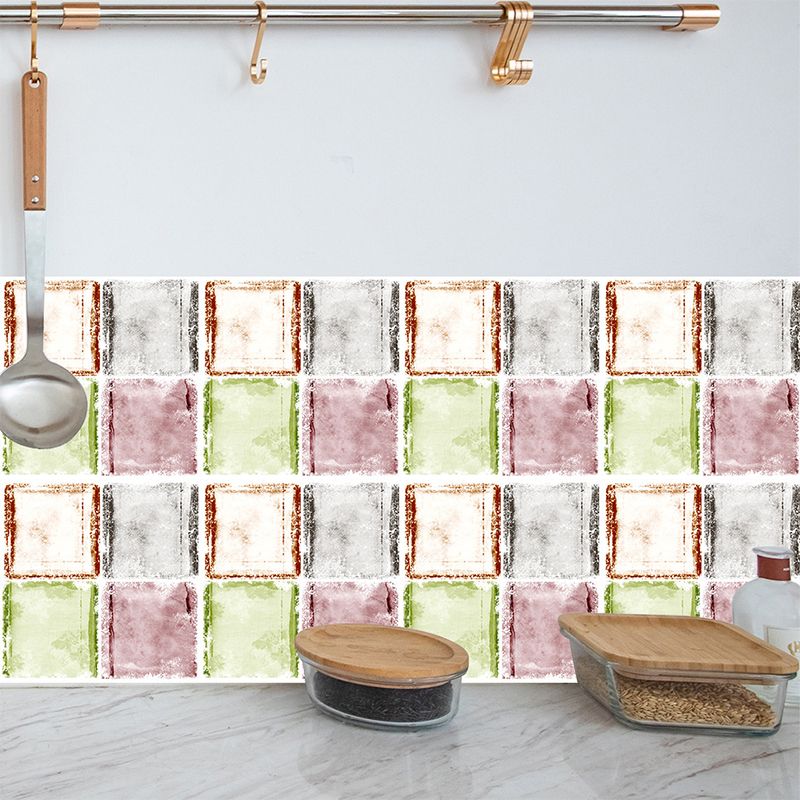 Distressed Mosaic Tile Peel Wallpapers Modern Temporary Kitchen Wall Covering, 7.8-sq ft (18 Pcs)