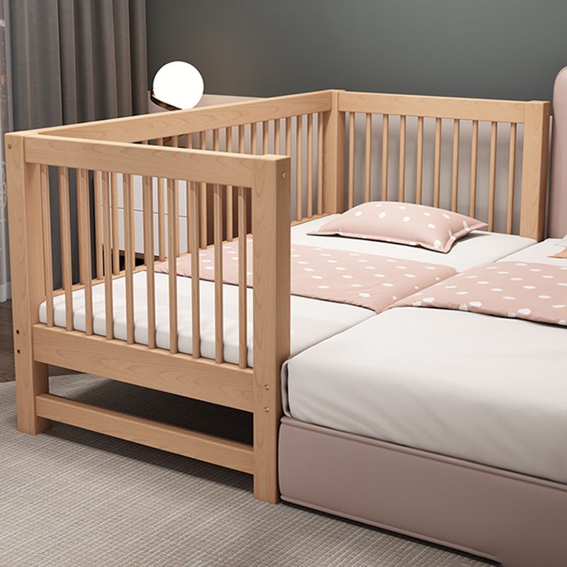 Natural Farmhouse Nursery Crib in Solid Wood with Guardrail Crib