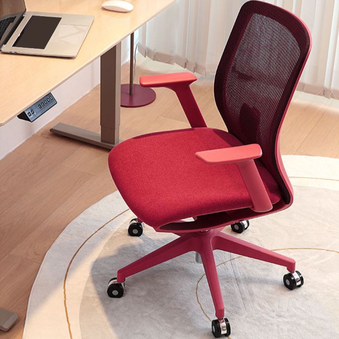 Contemporary Swivel Task Chair Fixed Arms Desk Chair for Office