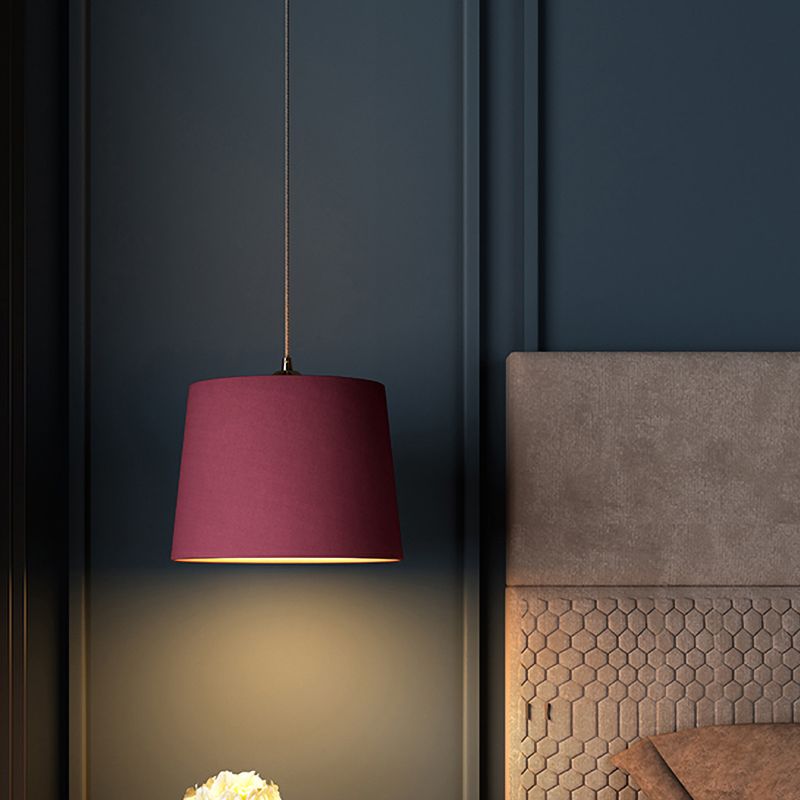 Trommel slaapkamer hanglamp verlichting platteland stof 1-licht paarse afwerking hangend plafondlicht