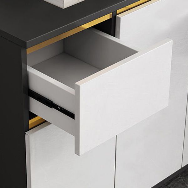 Modern Engineered Wood Sideboard White Server with Drawer for Living Room