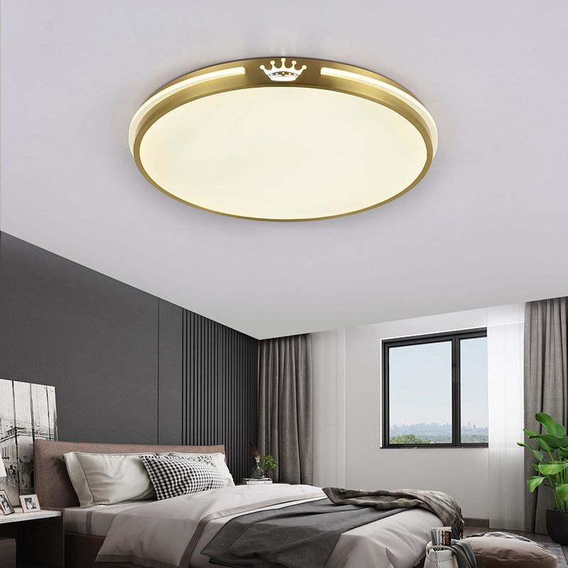 Modern Gold Flush Light Circle Ceiling Lighting with Brass for Bedroom