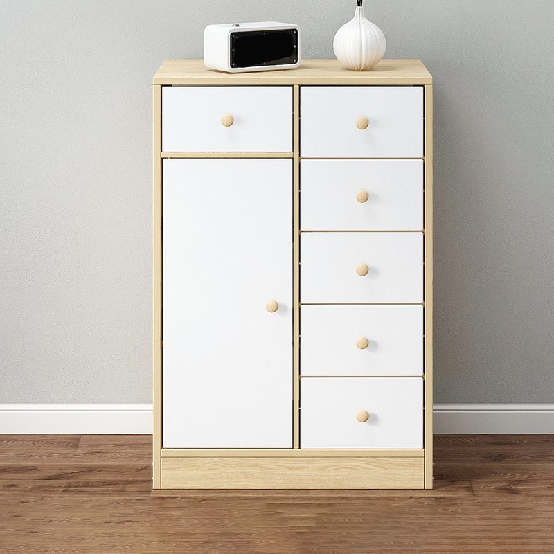 Contemporary Accent Cabinet with 6 Drawers in Wood Storage Cabinet