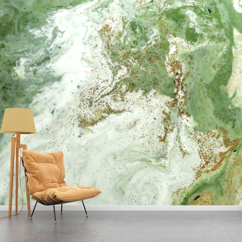 Big Waves Wall Paper Mural Light Green Non-Woven Wall Decor, Washable, Made to Measure