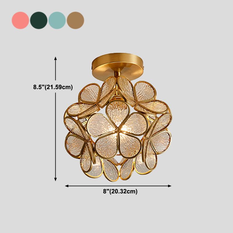 1 Light Ceiling Lamp Colonial Style Glass Ceiling Lighting for Living Room