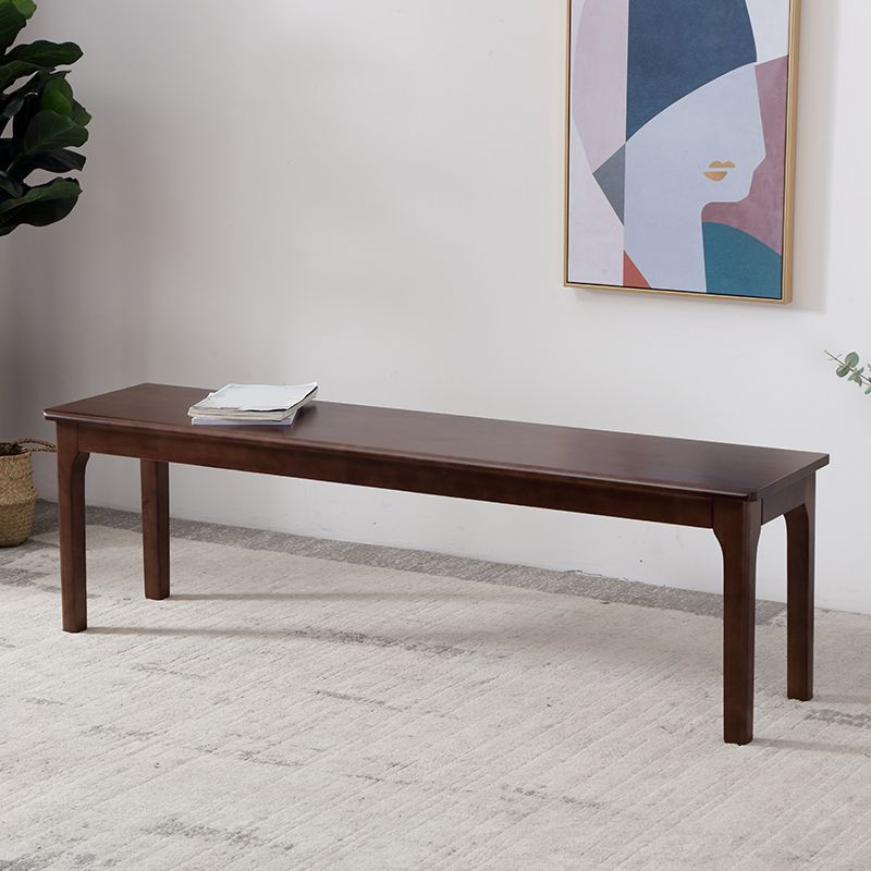 Contemporary Rubber Wood Seating Bench Rectangle Bedroom Bench with Straight Legs