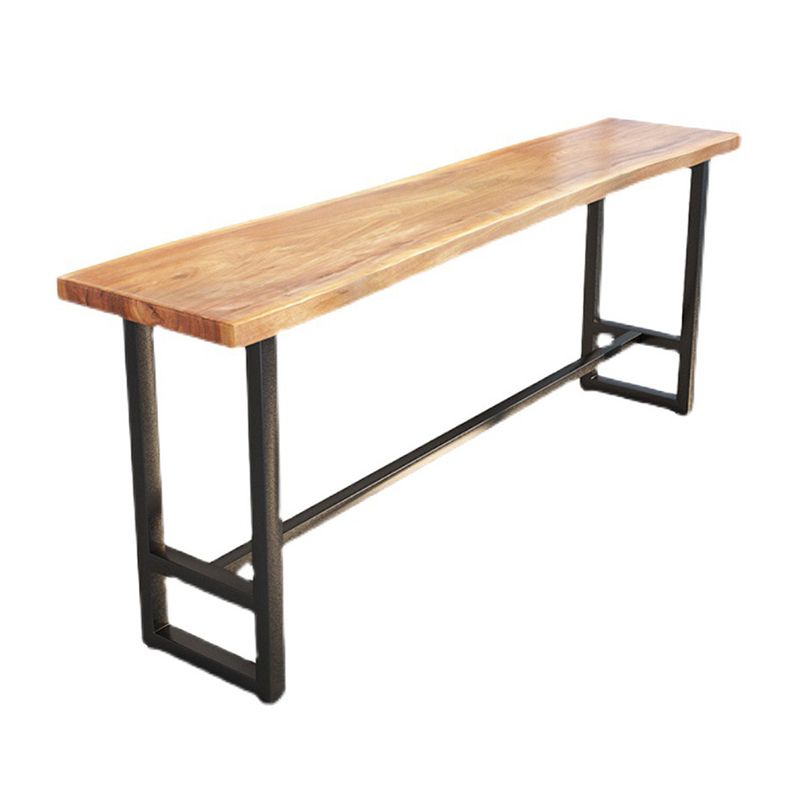 Pine Wood Bar Table Industrial Rectangle Bar Table with Black Trestle Base