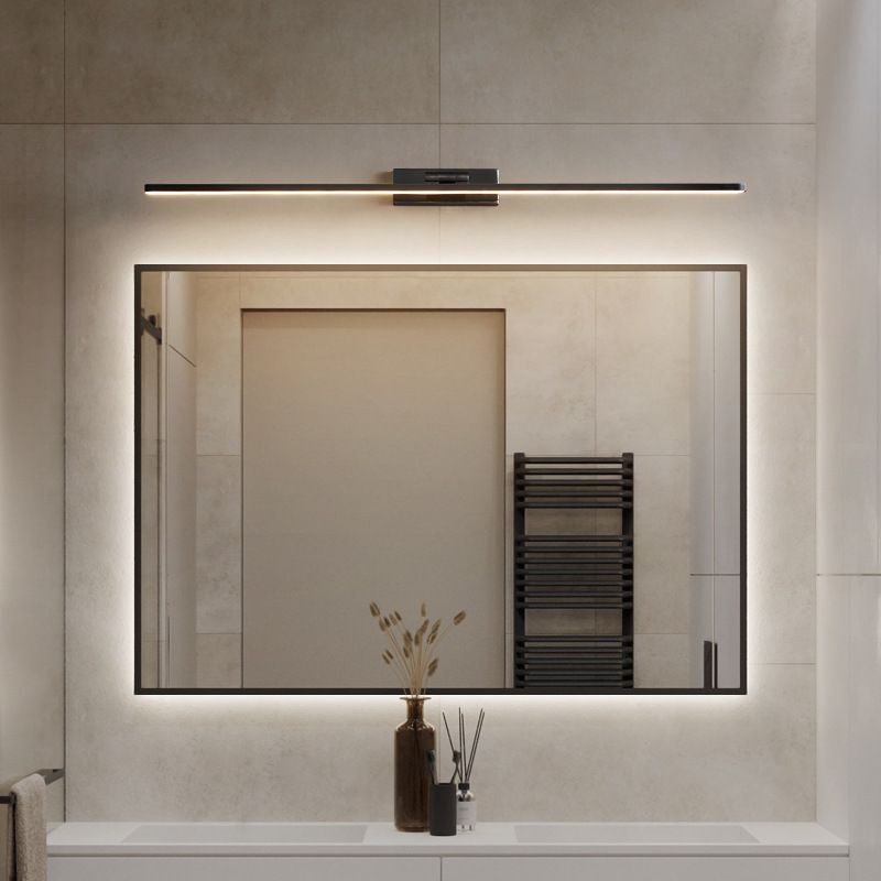 Black Linear LED Wall Light in Modern Style Metal Vanity Mirror Light with Acrylic Shade