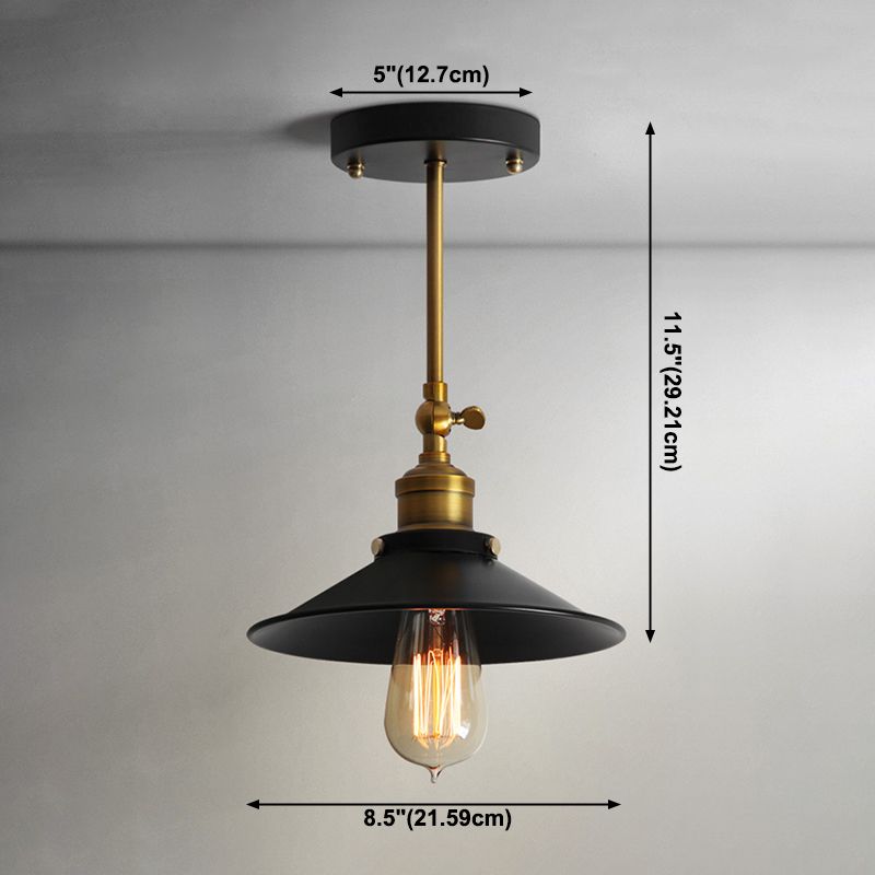 Black Cone Pendant Light Wrought Iron Industrial Hanging Light Fixtures