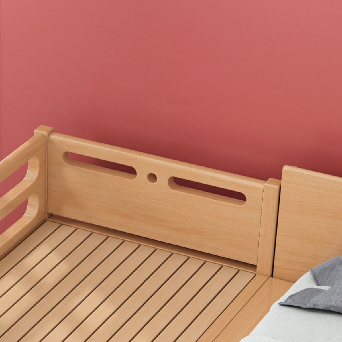 Washed Natural Baby Crib Solid Wood Contemporary with Guardrail