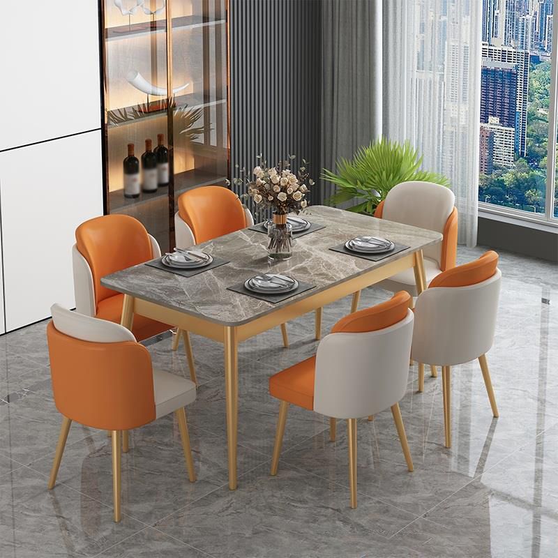 1/2/7 Pcs Metal Glam Dining Room Set with Rectangle Table Dinette Set