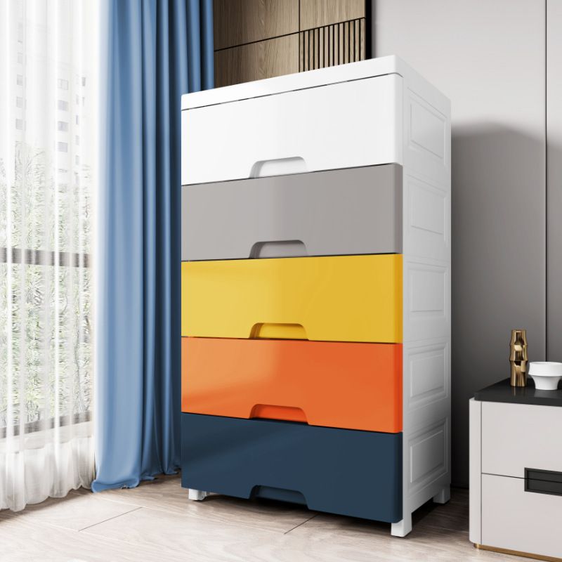 Modern Style Kids Nightstand Plastic Nursery Dresser with 5/6 Drawers