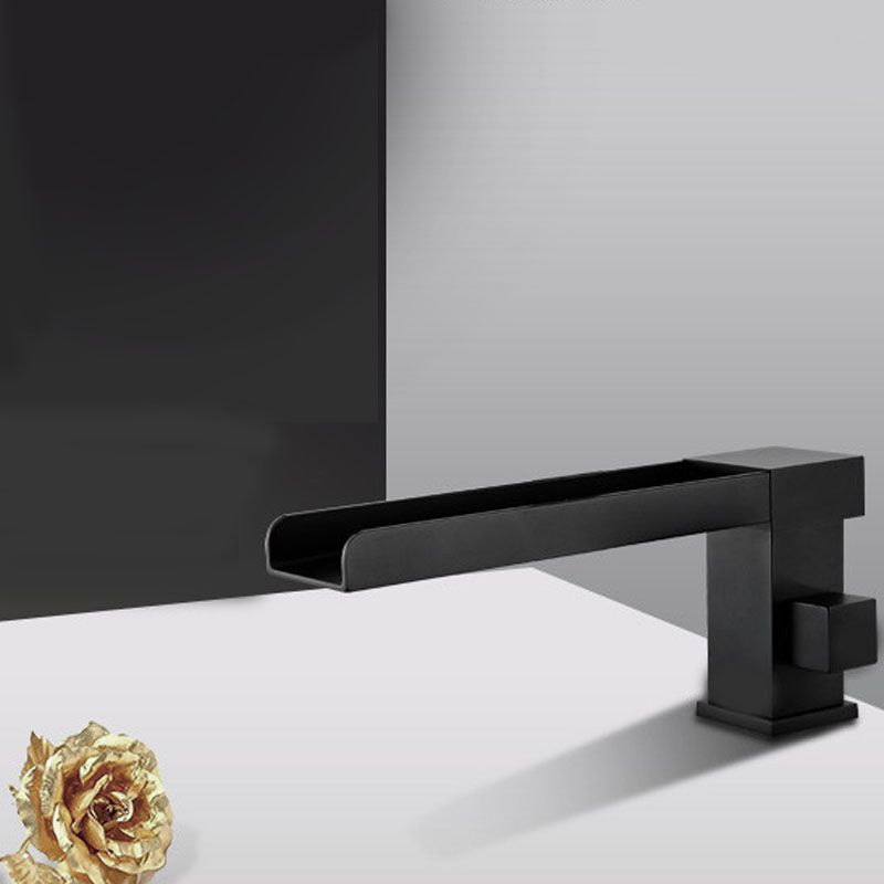 Brass Low Arc Bath Faucet  with Hand Shower Square Bathroom Faucet