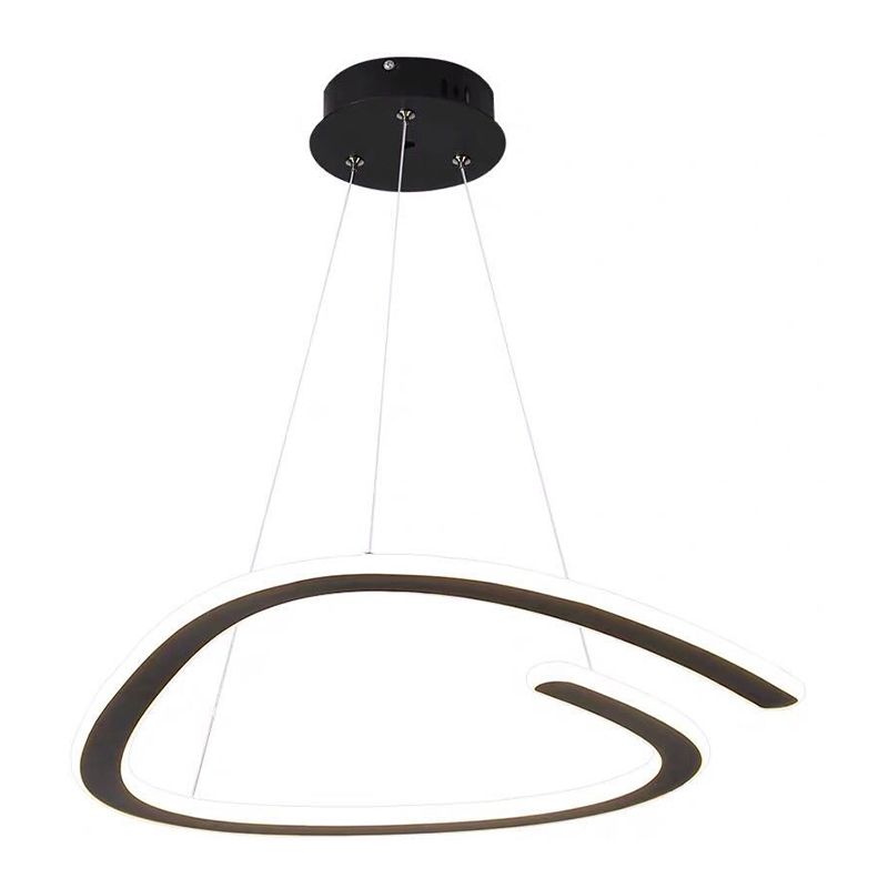 Black Disconnected Triangle Chandelier Simplicity LED Metallic Suspension Light in White/Warm Light