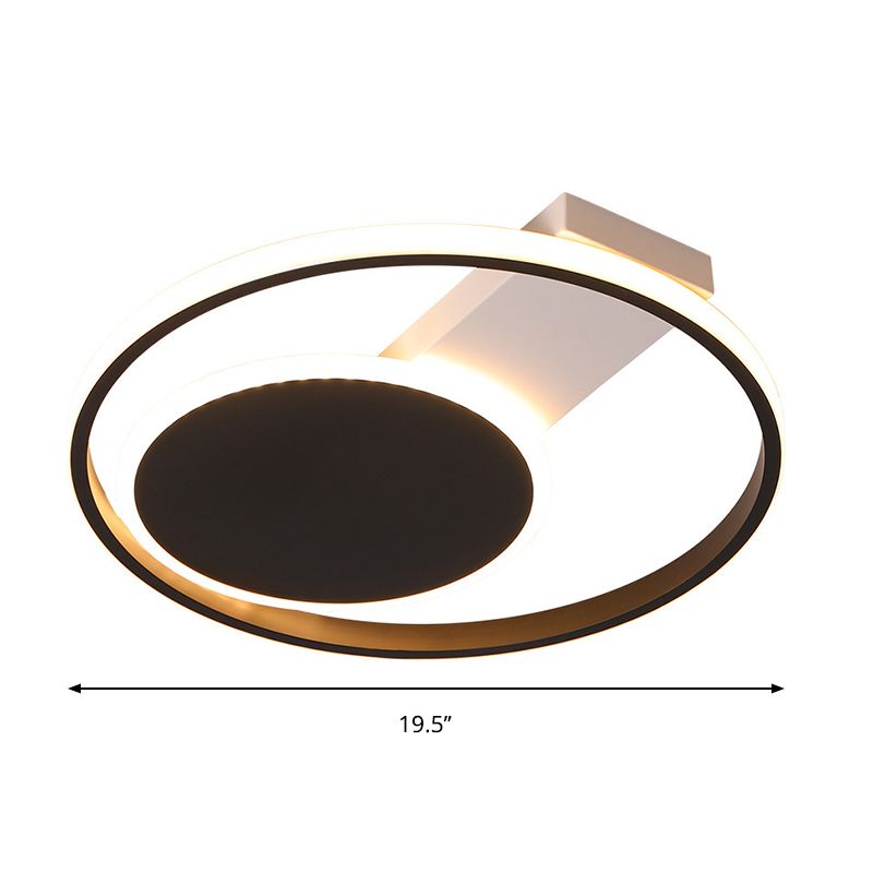 Black Orbit Ceiling Mount Light Simplicity 16"/19.5" Dia LED Slim Acrylic Flush Lighting in Warm/White Light