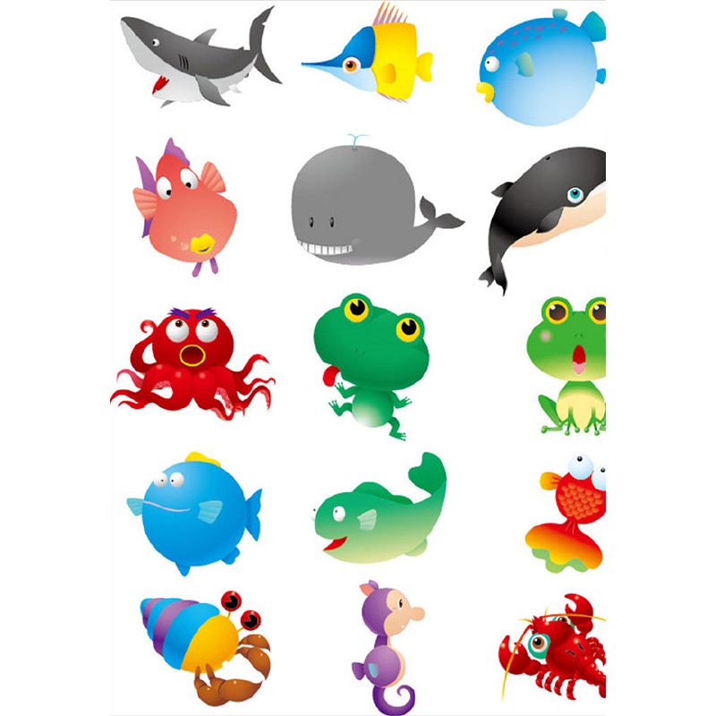 Colorful Sea Life Wall Murals Stain-Resistant Wall Decoration for Childrens Bedroom