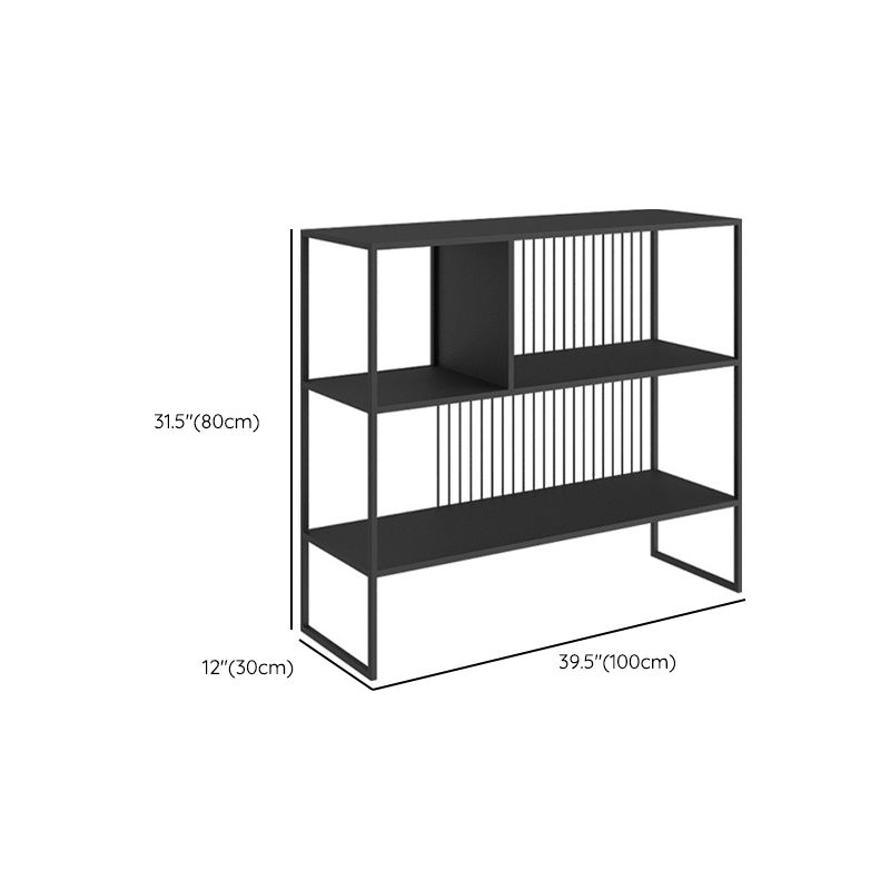 Horizontal Metal Bookshelf Contemporary Open Back Bookcase with Shelves