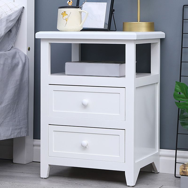 Two Drawer Contemporary Accent Table Nightstand Antique Finish Bed Nightstand with Legs