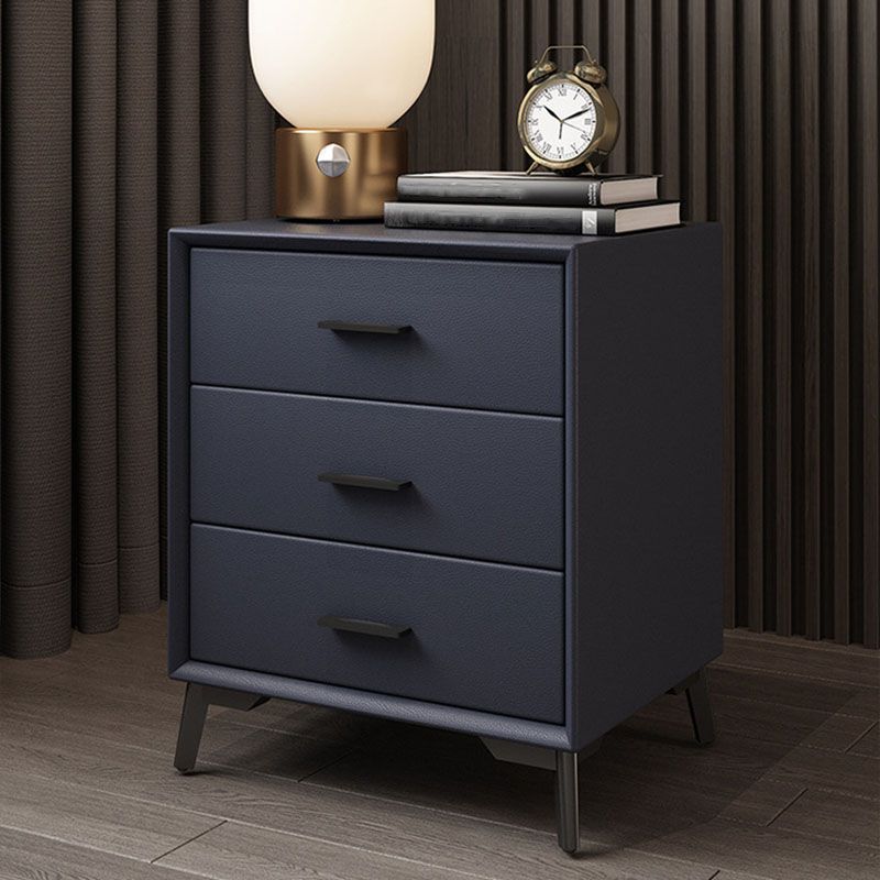 23.62" Tall Faux Leather Night Table 3-drawer Bedside Cabinet with Legs